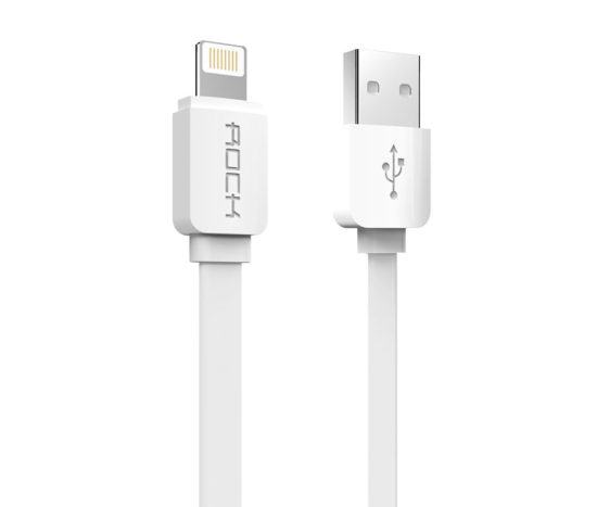 Καλώδιο ROCK Πλακέ Lightning Fast Charge 2.0A - Λευκό