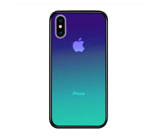 Θήκη Gradient Tempered Glass Ημιδιάφανη Μπλε/Πράσινο - iPhone Xs Max