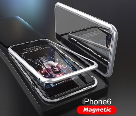 Θήκη Magnetic Ασημί με Διάφανη Πλάτη - iPhone 6 /6s