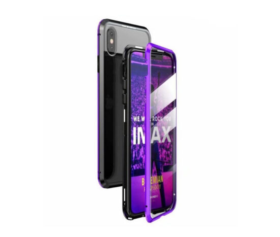 Θήκη 360° Magnetic DUAL Glass LUPHIE Μωβ / Μαύρη - iPhone X/Xs