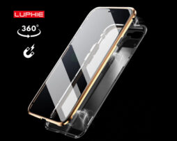 Θήκη 360° Magnetic DUAL Glass LUPHIE Χρυσή / Μαύρη - iPhone X/Xs