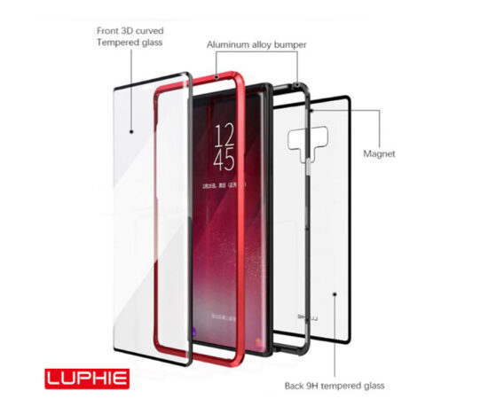 Θήκη 360° Magnetic DUAL Glass LUPHIE Μαύρη - Note 9