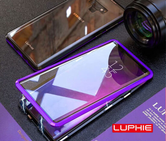 Θήκη 360° Magnetic DUAL Glass LUPHIE Μωβ / Μαύρη - Note 9