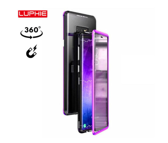 Θήκη 360° Magnetic DUAL Glass LUPHIE Μωβ / Μαύρη - Note 9