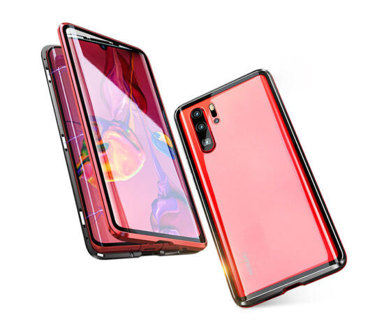 Θήκη 360° Μαγνητική DUAL Glass LUPHIE Κόκκινη/Μαύρη - Huawei P30 PRO