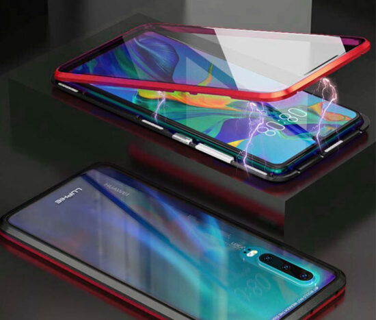 Θήκη 360° Μαγνητική DUAL Glass LUPHIE Κόκκινη/Μαύρη - Huawei P30 PRO