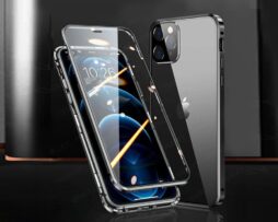 Θήκη 360° Μαγνητική DUAL Glass Μαύρη + Camera Lens - iPhone 12