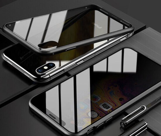 Θήκη Φιμέ 360° Dual Μαγνητική Anti-Spy Μαύρη - iPhone X/XS