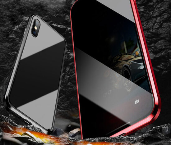 Θήκη Φιμέ 360° Dual Μαγνητική Anti-Spy Ασημί - iPhone X/XS