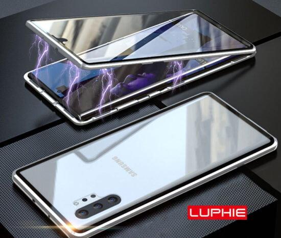 Θήκη 360° Μαγνητική DUAL Glass LUPHIE Ασημί - Galaxy Note 10 PLUS