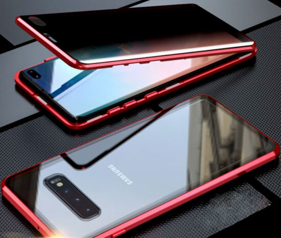 Θήκη Φιμέ 360° Dual Μαγνητική Anti-Spy Κόκκινη - Galaxy S10