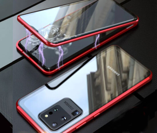 Σετ Θήκη 360° Μαγνητική DUAL Glass Κόκκινη + Camera Lens - Galaxy S20 ULTRA