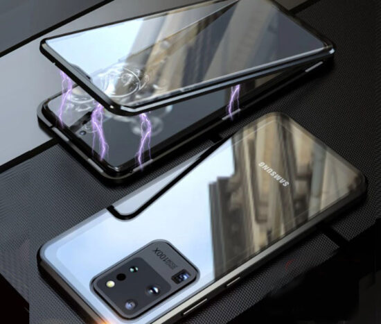 Σετ Θήκη 360° Μαγνητική DUAL Glass Μαύρη + Camera Lens - Galaxy S20 ULTRA