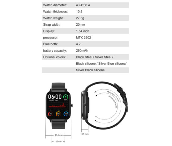 SmartWatch Silicone Strap ITR-S35 Black / Silver