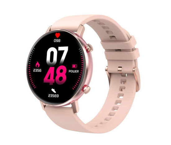 SmartWatch με Στρογγυλή Οθόνη 1,3 Ιντσών Ανοξείδωτο Μεταλλικό Bracelet + Extra Λουράκι Σιλικόνης ITR-MS96 Ροζ/Χρυσό