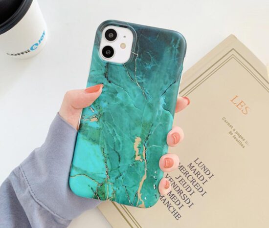 Θήκη Marble Retro Green Forest/Gold Print + ΔΩΡΟ Tempered Glass - iPhone 11