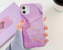 Θήκη Marble Retro Purple/Gold Print + ΔΩΡΟ Tempered Glass - iPhone 11