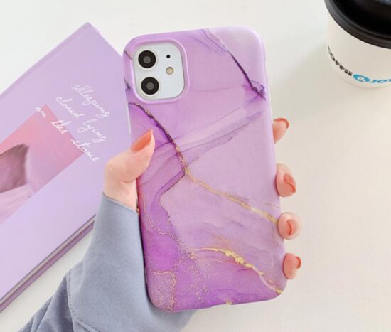 Θήκη Marble Retro Purple/Gold Print + ΔΩΡΟ Tempered Glass - iPhone 11