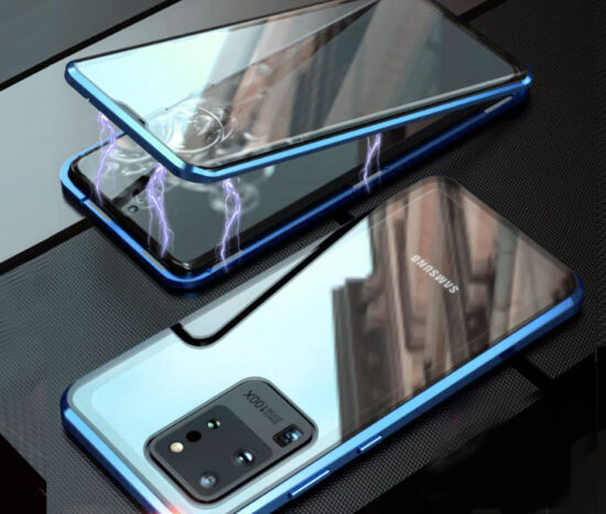 Σετ Θήκη 360° Μαγνητική DUAL Glass Μπλε + Camera Lens - Galaxy S20 ULTRA