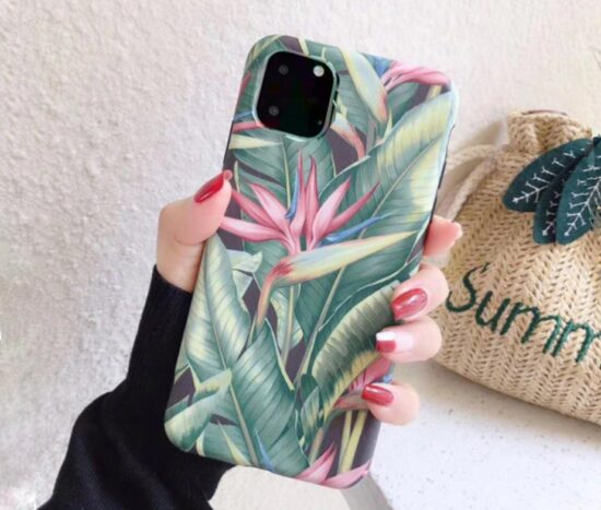 Θήκη Green Tropical Leaf Print + ΔΩΡΟ Tempered Glass – iPhone 11