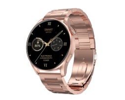 SmartWatch με Bluetooth Κλήση, Ελληνικό Menu Λουράκι Σιλικόνης + Extra Ανοξείδωτο Μεταλλικό Bracelet ITR-MS33 Rose/Gold