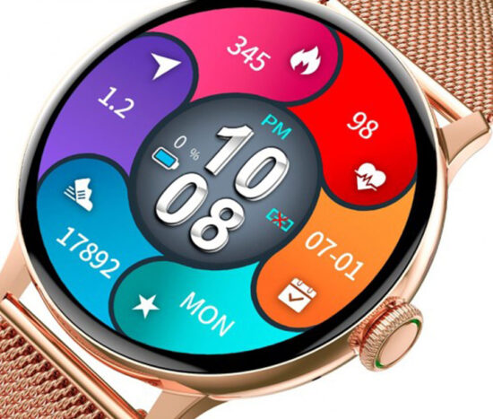 SmartWatch με Bluetooth Κλήση, Ελληνικό Menu & Λεπτό Λουράκι Σιλικόνης ITR-ST2 Ροζ/Χρυσό