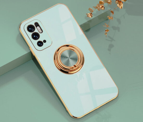 Θήκη Retro Elegance Blue Mint με Holder Metallic Ring + 9H Tempered Glass - Xiaomi Redmi NOTE 10 5G