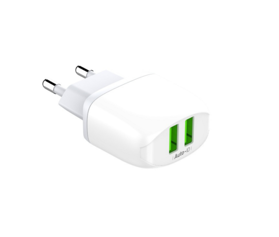 LDNIO Φορτιστής Πρίζας USB 2 Θέσεων 5V 2.4A & Καλώδιο Micro-USB