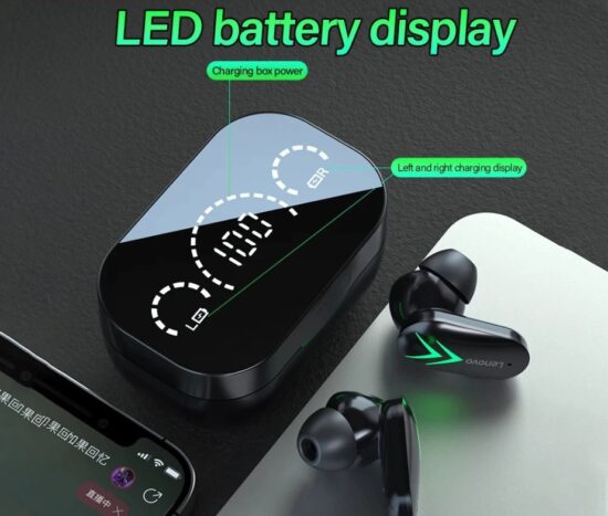 Lenovo TWS Ασύρματα Ακουστικά thinkplus XT82 LED Black/Green