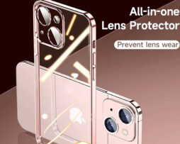 "Look 13" Electroplate Θήκη Ροζ με Camera Lens + 9H Tempered Glass - iPhone 14