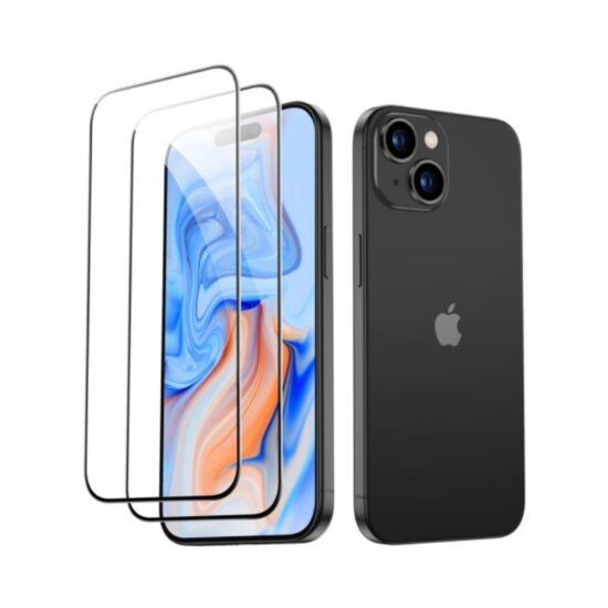 ESR Σετ 2τμχια 4D Tempered Glass 9H Full Cover Black & Εργαλείο Τοποθέτησης - iPhone 15 PLUS