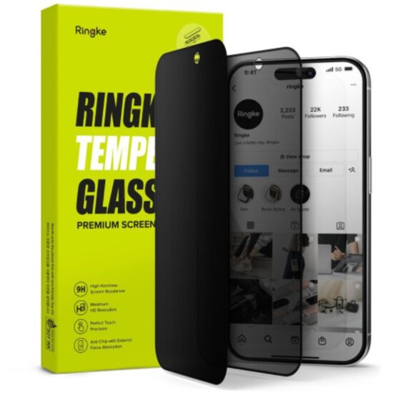 RINGKE Φιμέ Privacy 4D Tempered Glass 9H Full Cover & Εργαλείο Τοποθέτησης - iPhone 15 PRO