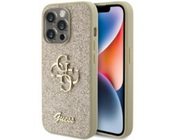 Θήκη GUESS Glitter Άκαμπτη με Λογότυπο Χρυσή - iPhone 15 PRO