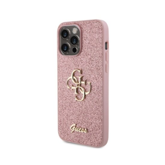 Θήκη GUESS Glitter Άκαμπτη με Λογότυπο Ροζ - iPhone 15 PRO MAX