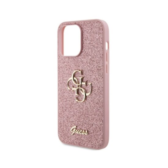 Θήκη GUESS Glitter Άκαμπτη με Λογότυπο Ροζ - iPhone 15 PRO MAX