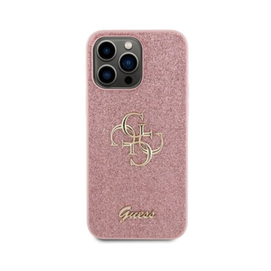 Θήκη GUESS Glitter Άκαμπτη με Λογότυπο Ροζ - iPhone 15 PRO MAX