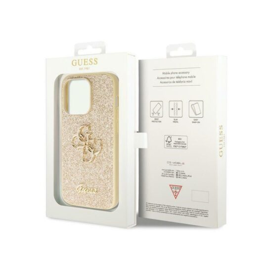 Θήκη GUESS Glitter Άκαμπτη με Λογότυπο Χρυσή - iPhone 14 PRO MAX