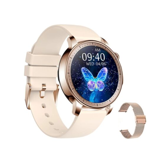 SmartWatch με Bluetooth Κλήση, Ελληνικό Μενού, Amoled Οθόνη & Ανοξείδωτο Mesh Λουράκι + ΔΩΡΟ Λουράκι Σιλικόνης ITR-S65 Rose Gold