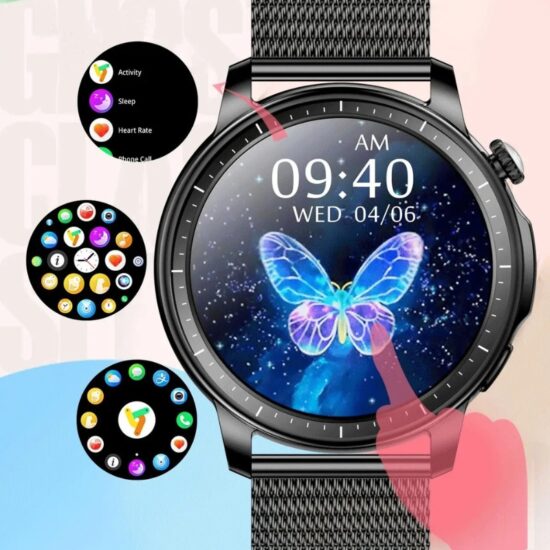 SmartWatch με Bluetooth Κλήση, Ελληνικό Μενού, Amoled Οθόνη & Ανοξείδωτο Mesh Λουράκι + ΔΩΡΟ Λουράκι Σιλικόνης ITR-S65 Rose Gold