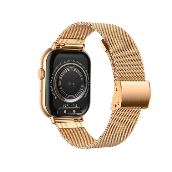 SmartWatch με Bluetooth Κλήση, Λειτουργίες HRV-MET & Μεταλλικό Λουράκι ITR-TKYG44 Χρυσό