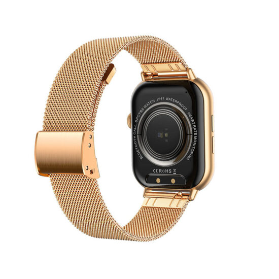 SmartWatch με Bluetooth Κλήση, Λειτουργίες HRV-MET & Μεταλλικό Λουράκι ITR-TKYG44 Χρυσό